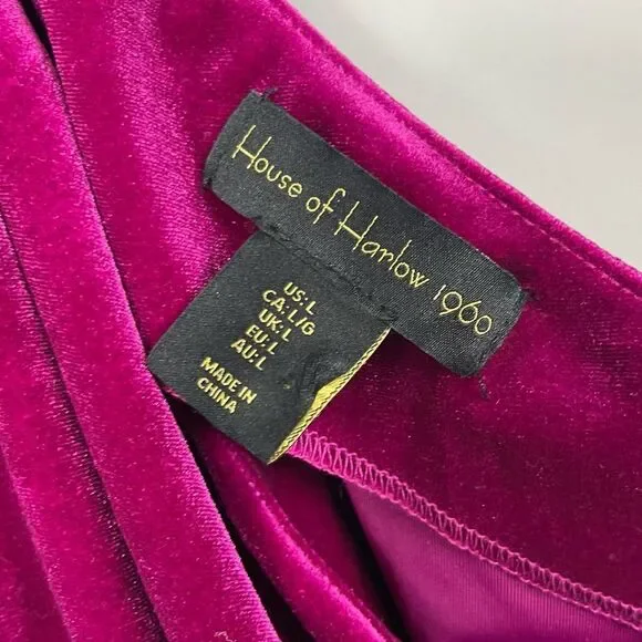 House Of Harlow 1960 Revolve Ruched Velvet One Shoulder Midi Mini Dress Size L - Picture 6 of 16